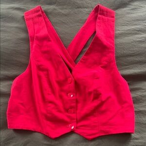 Anthropologie - Women's Cropped Red Sleeveless Top -L